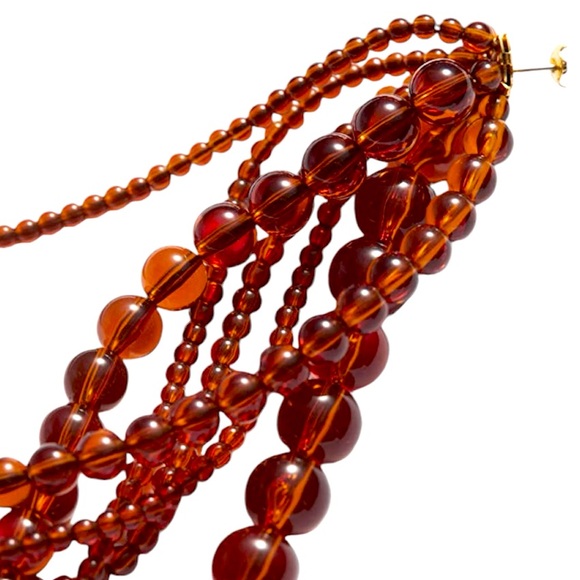 NWT & Other Stories Large Texture Amber Cascade Glass Bead Statement Earrings - Picture 2 of 6